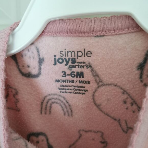 3/$10 simple joys fleece sleeper size 3-6 m - Picture 3 of 4